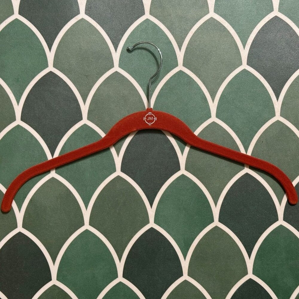 Huggable Hangers Joy Mangano Cnt#5 Flocked Shirt Hanger Rust Chrome Hook Preown